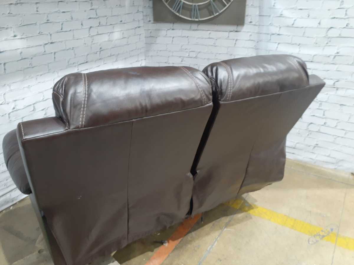 Rackingburg Leather Dual Sided Power Reclining Loveseat - Dark Brown - Gallery Image 8